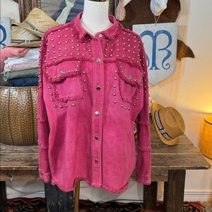 Peach Love California Studded Shacket (Oversized)